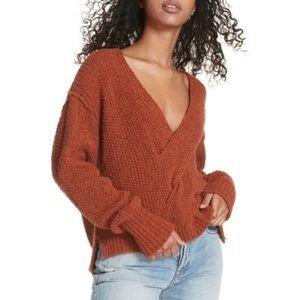 NWOT FREE PEOPLE Coco V-Neck Terracotta Sweater, Size Medium, Closet Cleanout!